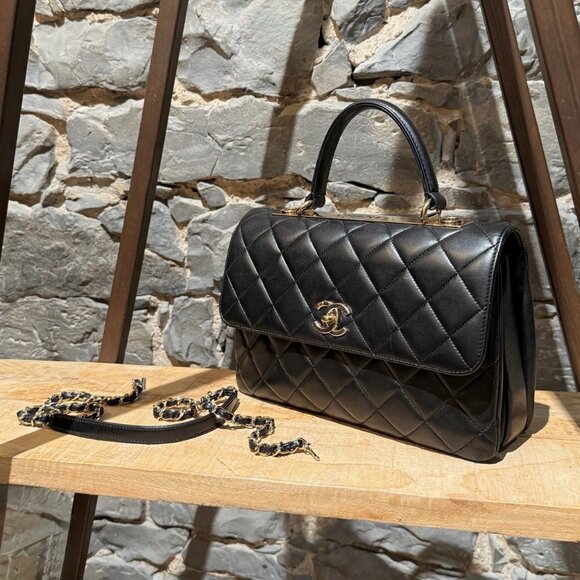 Chanel 2017 Black Medium Trendy Quilted Top Handle Shoulder Bag - Picture 9 of 16